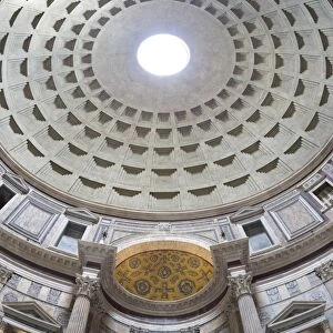 Interior church of St. Mary of the Martyrs and cupola inside the Pantheon, UNESCO