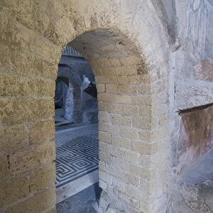 Interior and mosaic at Herculaneum
