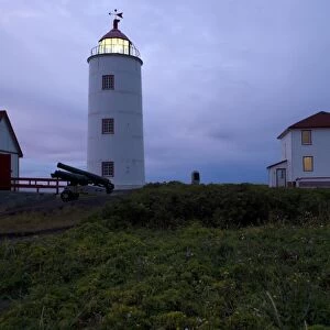 The lighthouse of L Ile Verte (Green Island), estuary of the St. Lawrence River, Quebec Province, Canada, North America