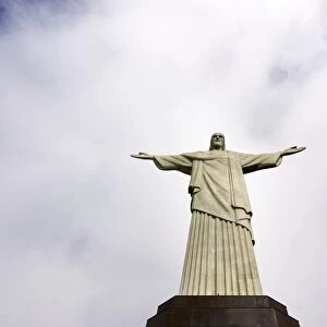 Low angle shot of Christ the Redeemer statue in Rio de Janeiro in a cloudy day, Rio de Janeiro