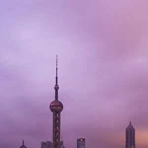Lujiazui Finance and Trade zone, with Oriental Pearl Tower, and Huangpu River