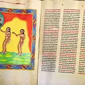 Manuscript showing Adam and Eve, church of Abuna Aftse, on site of a 6th century church