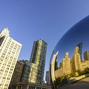 Millennium Park and the Cloud Gate sculpture, Chicago, Illinois, United States of America
