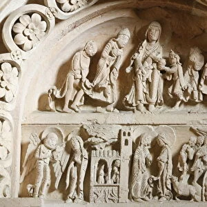 Narthex tympanum, Vezelay Basilica, UNESCO World Heritage Site, Vezelay, Yonne, Burgundy