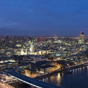 A night-time panoramic view of London and the River Thames from the top of Southbank Tower