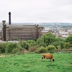 Old wool mills, west of the city, looking south from Manningham area, Bradford
