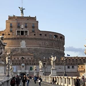The Papal fortress of Castel Sant Angelo and the bridge over Tiber River