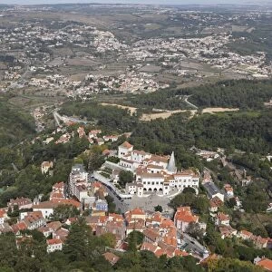 Sintra National Palace (Palacio Nacional) dominates the centre of the town in Sintra