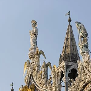 St. Mark and angels, detail of the facade of Basilica di San Marco (St