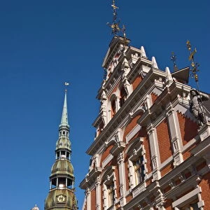 St. Peters Church and some other art buildings on a square, Riga, Latvia