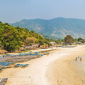 Tizit Beach and fishing boats, Dawei Peninsula, Tanintharyi Region, Myanmar (Burma), Asia