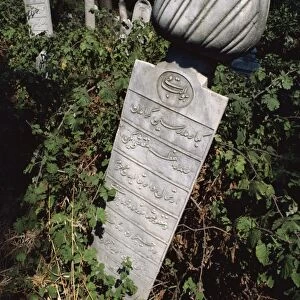 Tombstone in graveyard, Istanbul, Turkey, Europe