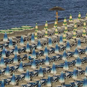Umbrellas on the beach, Gatteo a Mare, Region of Emilia Romana, Adriatic Sea, Italy