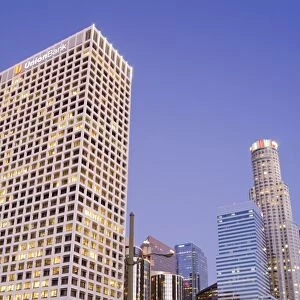 Union Bank on the left and US Bank towers in Los Angeles, California, United States of America
