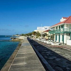 View of the beachfront with the colonial houses of Cockburn Town, Grand Turk, Turks and Caicos