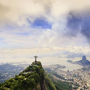 View of the Christ statue, Sugar Loaf and Guanabara Bay