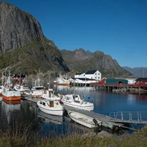 View of Hamnoya Harbour, Lofoten Islands, Nordland, Norway, Scandinavia, Europe