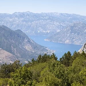 Views of the Bay of Kotor, UNESCO World Heritage Site, just outside of Lovcen Nation Park, Njegusi, Montenegro, Europe
