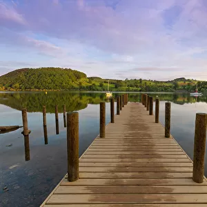 Wooden Pier, Ullswater, Lake District National Park, UNESCO World Heritage Site, Cumbria, England, United Kingdom, Europe