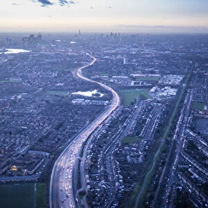 Aerial view of A13, Newham, East End, London, England