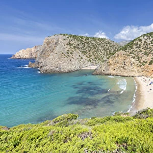 Beach of Cala Domestica from above, Iglesias, Sud Sardegna province, Sardinia, Italy