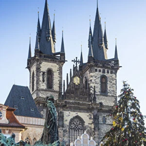 Church of Our Lady before Tyn & Old Town Square at Christmas, Prague, Czech Republic