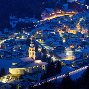 Churches at night. Valtellina, Sondrio, Lombardy, Italy