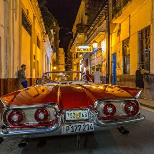 Classic American car near Bodeguita del Medio bar in old Havana, , Cuba