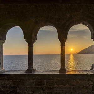 Coastline at Sunset through Arches, Portovenere, Liguria, Italy