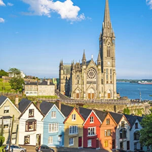Cobh, County Cork, Munster province, Ireland, Europe. Colored houses in front of the St