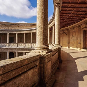 Courtyard of the Palace of Charles V, Alhambra, Granada, Andalusia, Spain