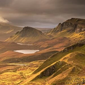 Dramatic light over the Trotternish mountain ridge from the Quiraing, Isle of Skye