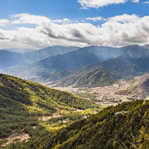 Elevated view of the Paro District, Bhutan