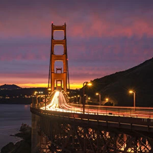 Golden Gate Bridge at evening, Marin County, San Francisco, California, USA