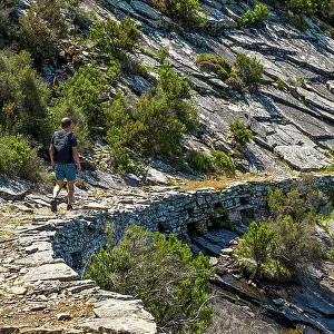 Italy, Tuscany, Elba. Footpath on the slopes of the Monte Capanne, the highest Mountain of the Island
