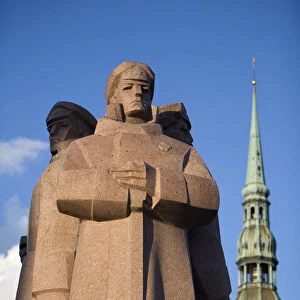 Latvian Red Riflemen Statue, Old Town, Riga, Latvia
