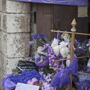 Lavender display in shop, Gubbio, Umbria, Italy