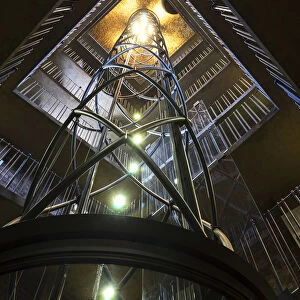 Low angle view of elevator inside Old Town Hall and Prague Astronomical Clock