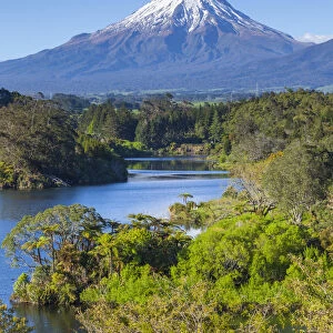 Mount Taranaki (Egmont) and Lake Mangamahoe, North Island, New Zealand