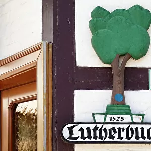 Sign about the Luther beech tree, Stolberg, Harz, Saxony-Anhalt, Germany