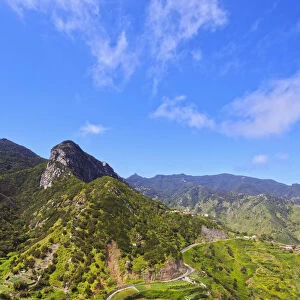 Spain, Canary Islands, Tenerife, Afur, Curvy Road in Anaga Rural Park