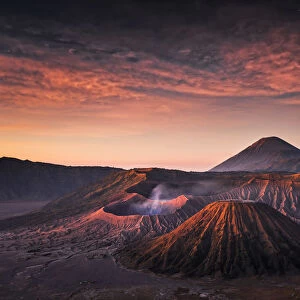 Sunrise in Bromo volcano with epic colors, Giava island