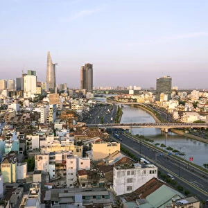 Vietnam, Ho Chi Minh city (Saigon). Elevated view of the city, with Bitexco Financial
