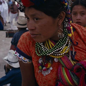 GUATEMALA, El Quiche, San Andres de Sacabaja Quiche Indian woman wearing traditional