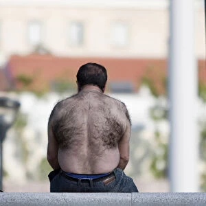 Spain, Madrid, Man with a hairy back