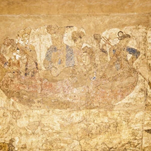 Wall painting, Afrosiab Museum, also known as Afrosiyob Museum, Samarkand, Uzbekistan