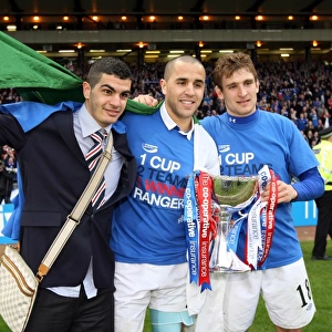 Rangers FC: Triumphant Champions with Kerkar, Bougherra, and Jelavic (2011) - Co-operative Cup Victory Celebration