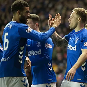 Scott Arfield and Connor Goldson Celebrate Goal: Rangers vs Hearts, Scottish Premiership, Ibrox Stadium