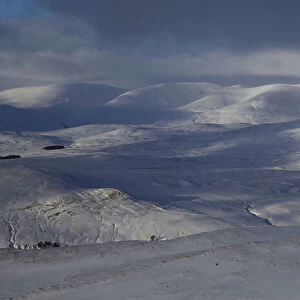 The Cairngorm mountains (Carn Liath on the right ) are seen covered in snow near Blair
