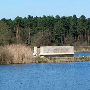 Artificial concrete sand martin nesting block at Lackford Lakes, a Suffolk Wildlife Trust Reserve